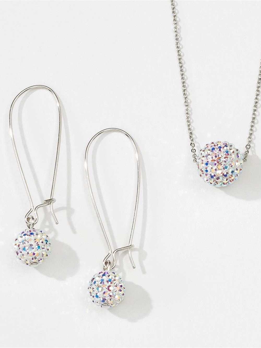 Touchstone Pave Ball Crystal AB Necklace & Earrings Set